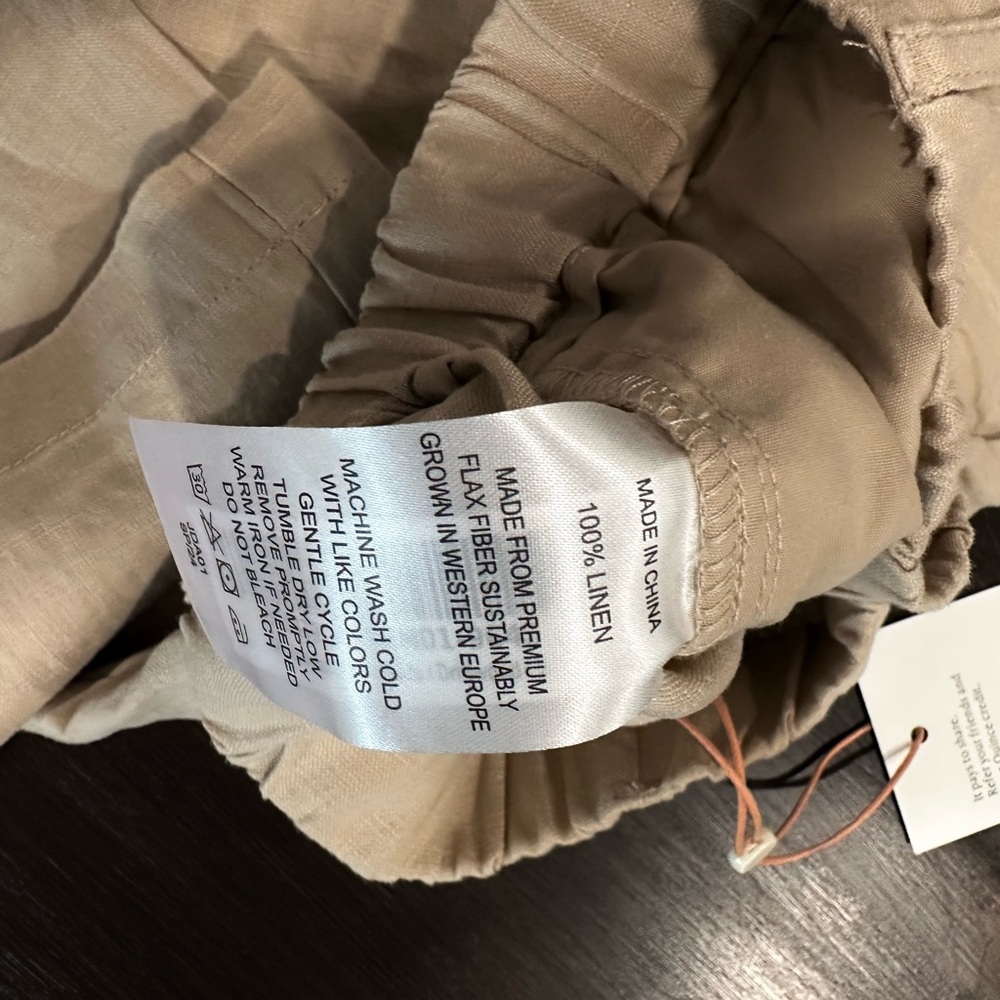 Quince 100% Linen Pants Small Beige Tan | Elastic Waist | NWT - Picture 10 of 10